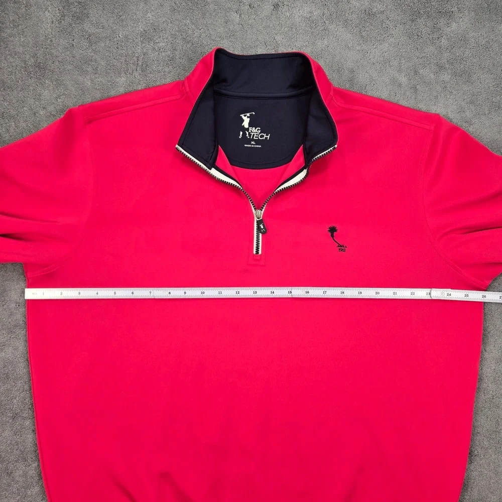 F&G Tech Mens XL Pink 1/4 Zip Performance Pullover Golf Stretch 1911 Logo